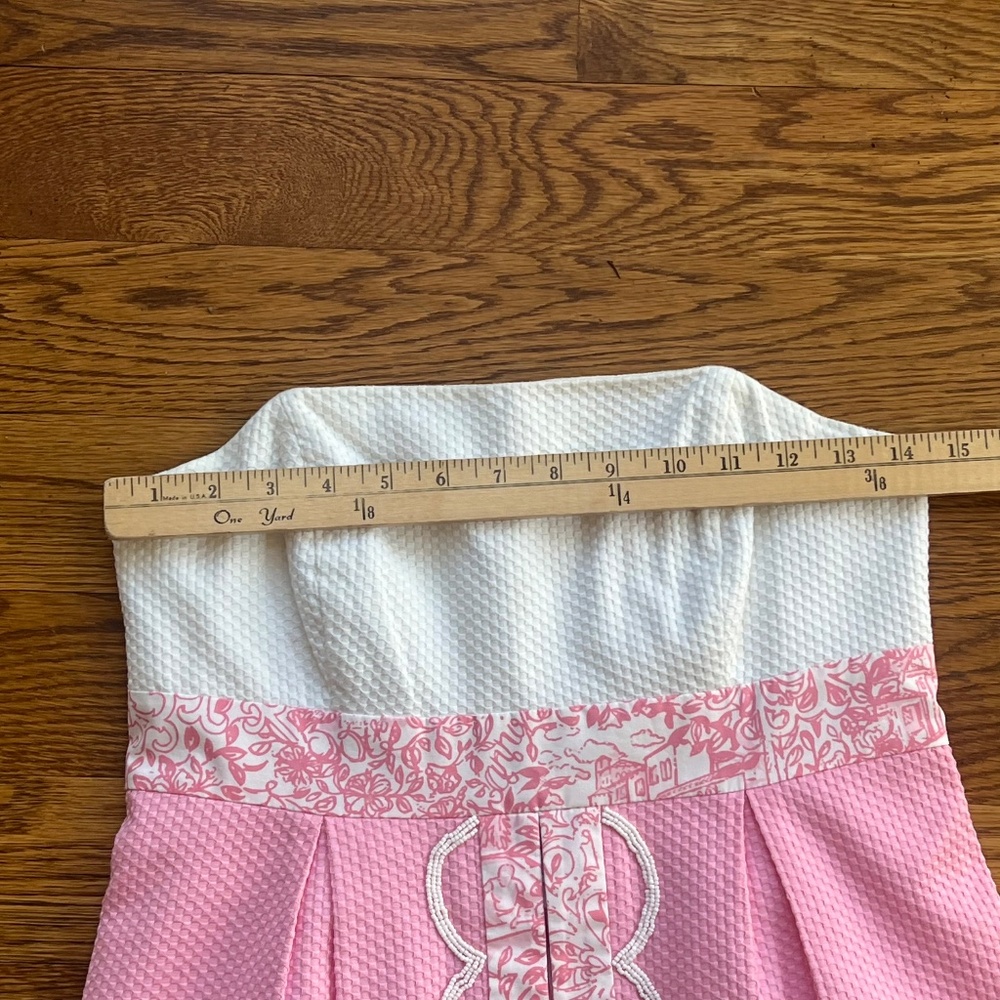 Lilly Pulitzer Jubilee Pink & White Strapless Dress-Size 2-Excellent Condition - Picture 4 of 9